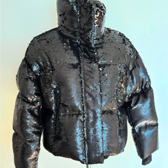 NWT Rudsak Laurence Winter Jacket black sequin, size medium - Picture 3 of 16